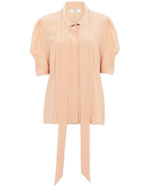 Chloé Chloé Tied-Neck Puff Sleeved Blouse - Natural