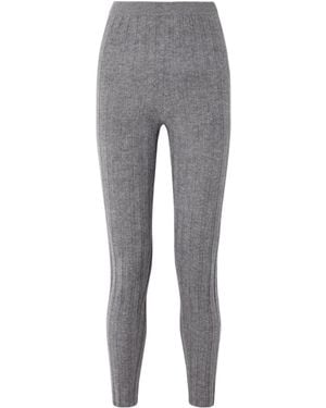 The Elder Statesman Ribbed Cashmere Leggings - Grey