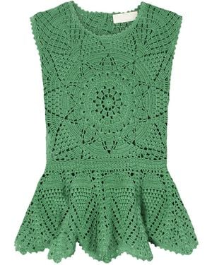 Ulla Johnson Cora Crochet-Knit Cotton Top - Green