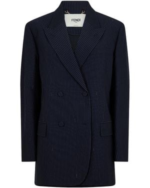 Fendi Pinstripe Double-Breasted Blazer - Blue