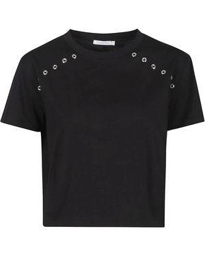 Patrizia Pepe Studded Cropped T-Shirt - Black