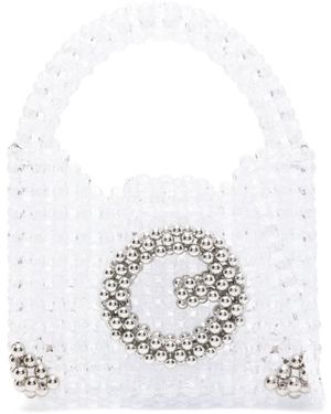 Germanier Beaded Pearl Clutch Bag - White