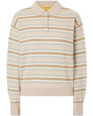 Guest In Residence Collegiate Striped Cashmere Polo Jumper - White