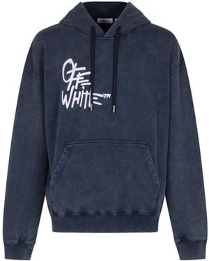 Off-White c/o Virgil Abloh Drawstring Long-Sleeved Hoodie - Blue