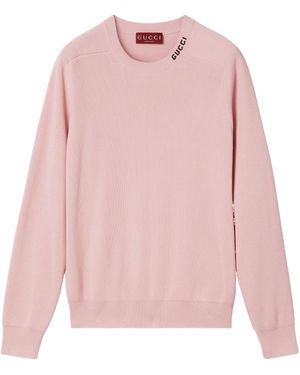 Gucci Silk Cotton Sweater With Intarsia - Pink