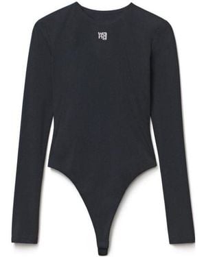 Alexander Wang Logo Crystal Embellished Bodysuit - Blue