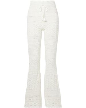 LoveShackFancy Crocheted Cotton Flared Trousers - White