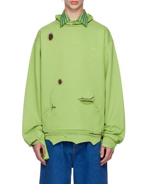 Marni Long-Sleeved Distressed Sweatshirt - Green