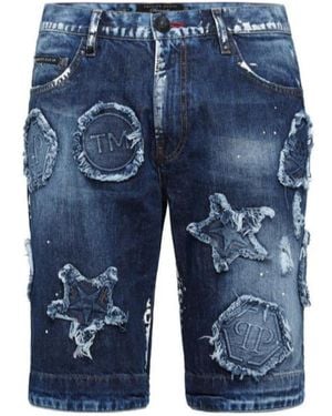 Philipp Plein Logo Detail Shorts - Blue