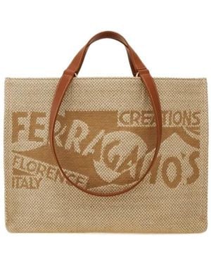 Ferragamo Tote Bag With Logo (L) - Brown