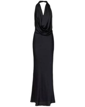 STAUD Poppi Draped Halterneck Silk-Blend Gown - Black