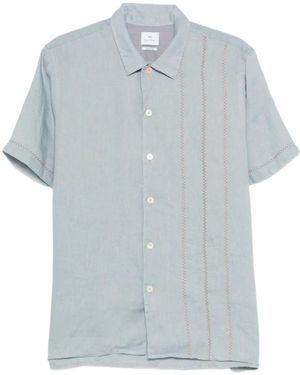 Paul Smith Embroidered-Detail Short-Sleeve Shirt - Blue