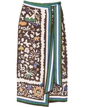 ALÉMAIS Maroc Graphic Midi Skirt - White