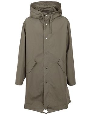 Jil Sander Logo Printed Hooded Parka - Grey