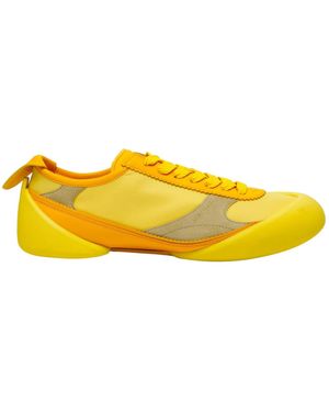 McQueen Panelled Lace-Up Trainers - Yellow