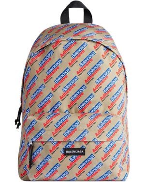 Balenciaga Logo Printed Zipped Backpack - Blue