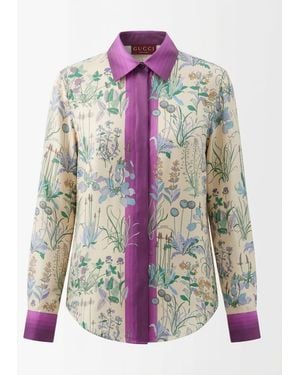 Gucci Floreal Print Silk Shirt - Purple