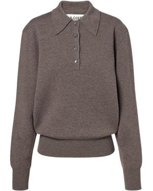 Rohe Long Sleeve Knitted Polo Shirt - Gray