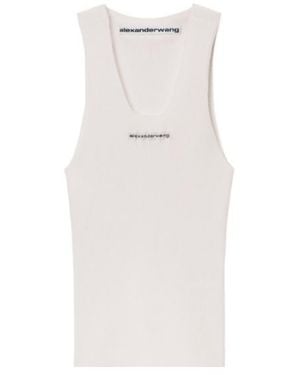 Alexander Wang Jacquard Logo Racer Tank Top - White