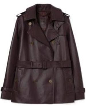 Burberry Short Kensington Leather Trench Coat - Red