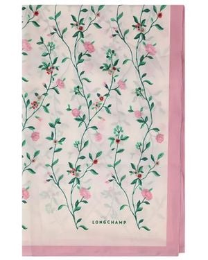 Longchamp Floral-Print Scarf - Grey