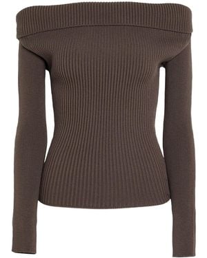 Rick Owens Solid-Colored Wool High-Neck Top - Brown