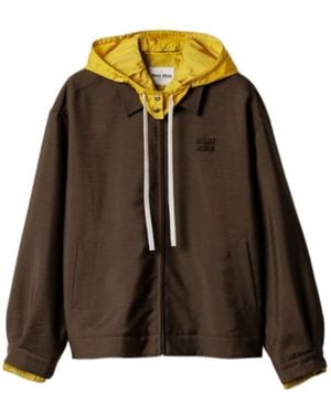 Miu Miu Drawstring Hooded Jacket - Brown