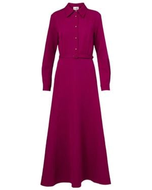 Roland Mouret Belted Crêpe Shirt Dress - Purple