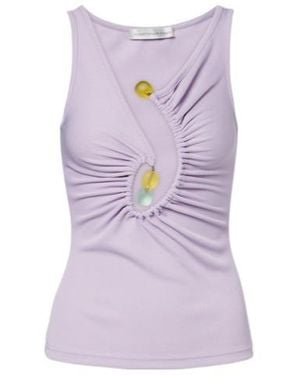 Christopher Esber Spiral Beach Glass Ribbed-Knit Jersey Top - Purple