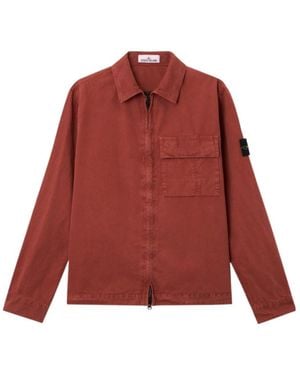 Stone Island Regular-Fit Zip-Up Overshirt With Pocket - Red