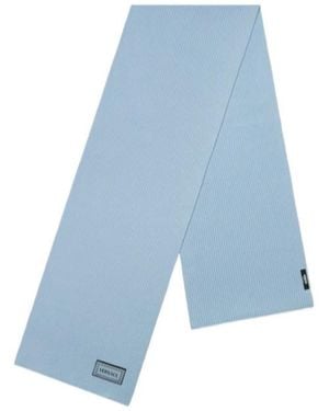 Versace Logo Patch Knitted Scarf - Blue