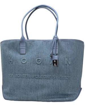 Hogan Address Embossed Shopping Tote Bag - Blue