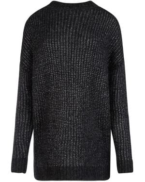 Saint Laurent Metallic Loose-Knit Jumper - Black