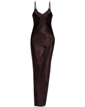 Vetements Side-Slit Slip Maxi Dress - Brown