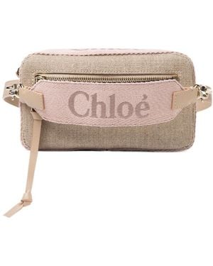 Chloé Woody Logo-Embroidered Belt Bag - Pink