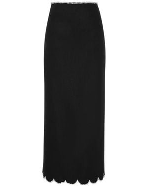 Zimmermann Crush Scalloped Midi Skirt - Black