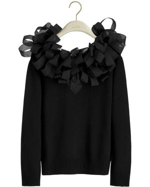 Dior Sweater With Ribbon Neckline - Black