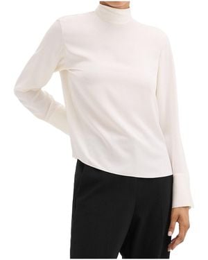 Theory Tie-Neck Relaxed Long-Sleeved Top - White
