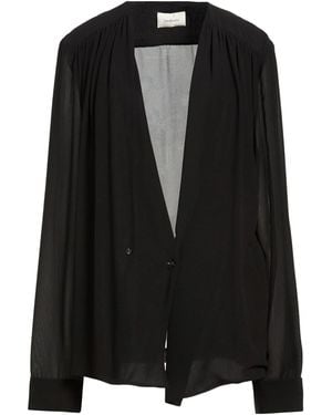 Saint Laurent Solidcolor Chiffon Longsleeve Blouse - Black