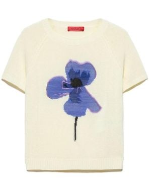 MAX&Co. Embroidered Knitted T-Shirt - Blue