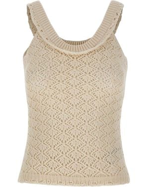 Blumarine Crochet Knitted Top - Natural