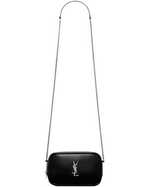 Saint Laurent Lou Mini Logo Lettering Shoulder Bag - White