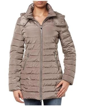 Armani Jeans Logo Hooded Down Jacket - Grey