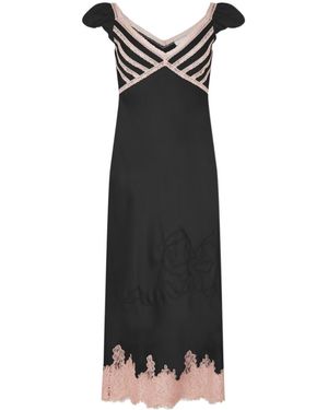 LoveShackFancy Brinkley Satin Midi Dress - Black