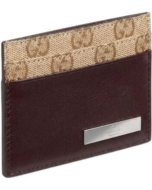 Gucci Card Case With Metal Tag - Brown