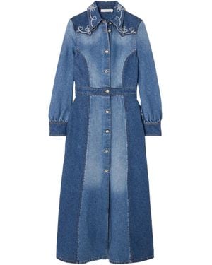 Chloé Chloé Embroidered Denim Shirt Dress - Blue