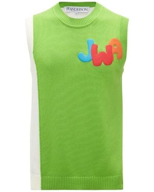 JW Anderson Jwa Two-Tone Knitted Vest - Green