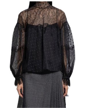 Dior Lace Long-Sleeved Blouse - Black