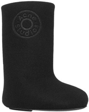 Acne Studios Logo-Detail Felt Boots - Black