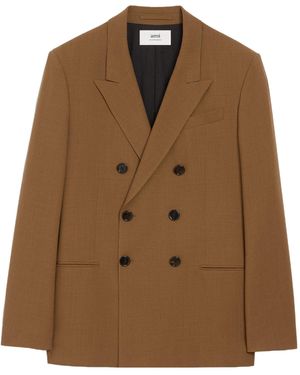 Ami Paris Ami Double-Breasted Blazer - Brown